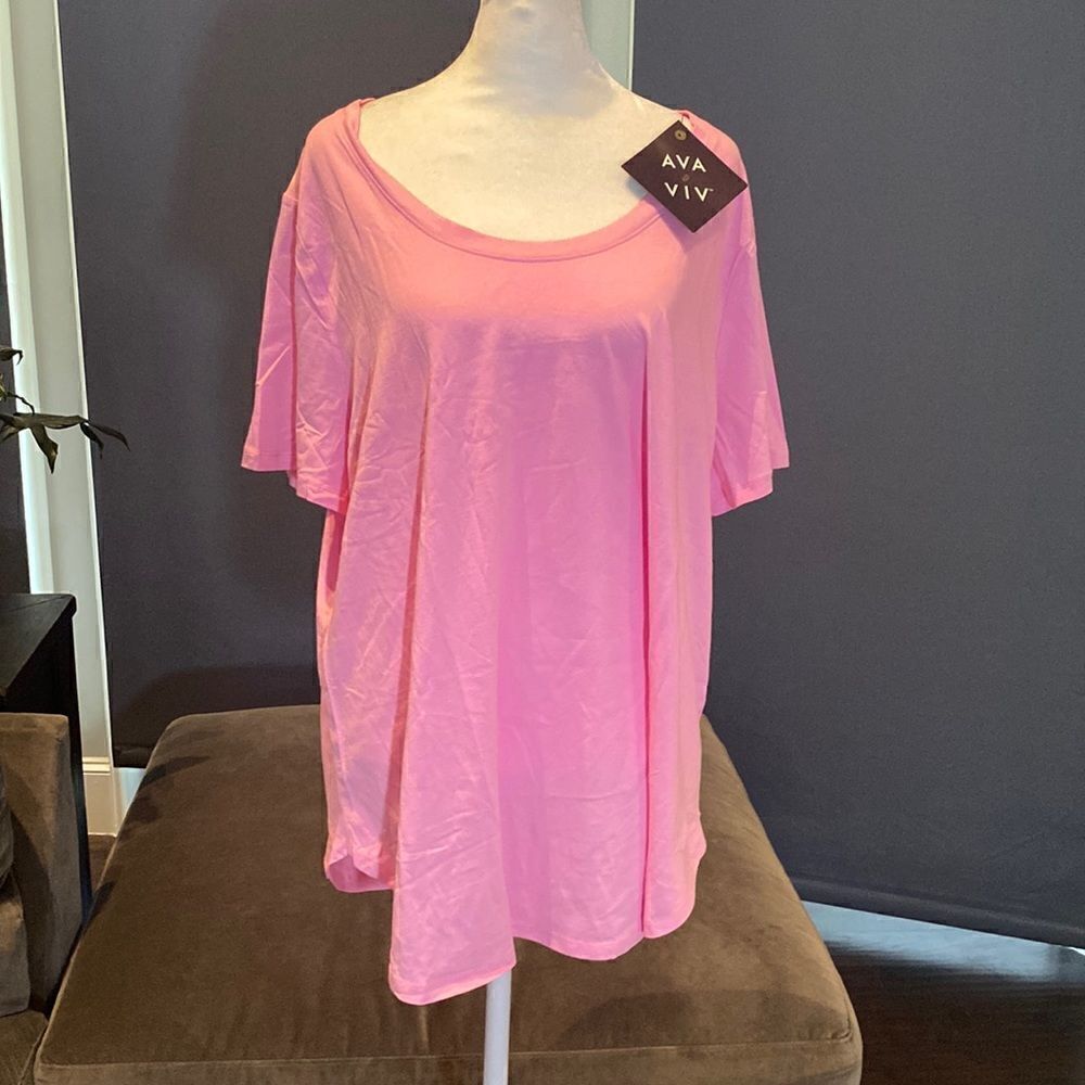 Women’s Plus Sized Ava & Viv Pink Short Sleeve T-Shirt Size 1X NWT